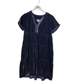 MAEVE VELOUR SHORT SLEEVE DRESS BLUE MEDIUM
