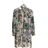 TORY BURCH SILK LONG SLEEVE DESIGNER DRESS IVORY GREEN 10