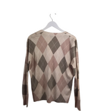 SIONI ARGYLE LONG SLEEVE CARDIGAN CREAM PINK LARGE