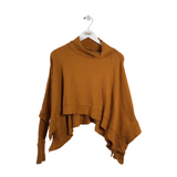 WE THE FREE COWL PONCHO-STYLE SWEATER MUSTARD XSMALL