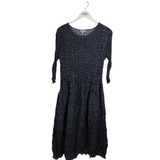 ALQUEMA RET$264 3/4 SLEEVE MAXI DESIGNER DRESS BLUE BLACK 2