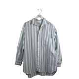 FRANK & EILEEN RET$268 STRIPE LONG SLEEVE DESIGNER BLOUSE MINT WHITE MEDIUM
