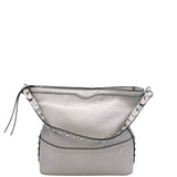 REBECCA MINKOFF LEATHER STUDS CROSSBODY HANDBAG GRAY 12”x9”