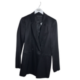 BCBGMAXAZRIA SATIN DOUBLE BREASTED DESIGNER BLAZER BLACK SMALL