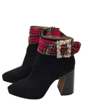 BETSEY JOHNSON ANKLE BOOTIES PEARLS BOOTS BLACK RED 7M