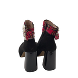 BETSEY JOHNSON ANKLE BOOTIES PEARLS BOOTS BLACK RED 7M