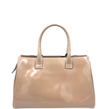 PATENT SATCHEL HANDBAG TAUPE 11.5”x8”x6”
