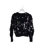 MANGO SEQUIN LONG SLEEVE SWEATER BLACK SMALL