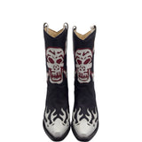 CORRAL SKULL WESTERN BOOTS BLACK RED 7.5M