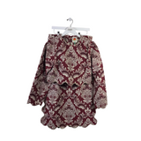 FARM RIO RET$230 2PC TOP SKIRT DESIGNER OUTFIT MAROON CREAM MEDIUM