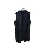 ELIE TAHARI LEATHER LASER CUT DESIGNER VEST NAVY LARGE