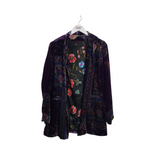JOHNNY WAS VELOUR PRINT DESIGNER BLOUSE PURPLE MULTI MEDIUM