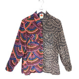 FARM RIO PRINT LONG SLEEVE DESIGNER BLOUSE BLACK SAND LARGE