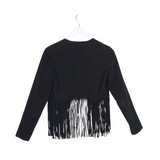 TART COLLECTIONS LEATHER FRINGE CROP JACKET BLACK XSMALL