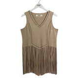 IDYLLWIND FRINGE SLEEVELESS TOP SAND SILVER MEDIUM