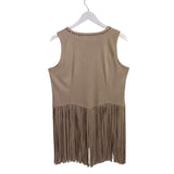 IDYLLWIND FRINGE SLEEVELESS TOP SAND SILVER MEDIUM