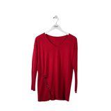 PER SE SILK/CASHMERE LONG SLEEVE DESIGNER SWEATER RED SMALL