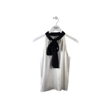 ALICE + OLIVIA SATIN HALTER DESIGNER TOP BLACK WHITE MEDIUM