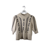 RAILS NWT$238 LACED 3/4 SLEEVE DESIGNER SWEATER CREAM BLACK SMALL