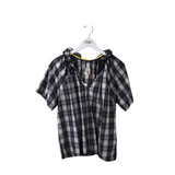 PLAID PUFF SLEEVE DESIGNER TOP GREY M/L