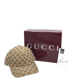 GUCCI CANVAS BASEBALL CAP w/ BOX BAG LUXE ACCESSORIES BEIGE