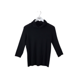 DOUBLE D RANCH LINEN BLEND COWL 3/4 SLEEVE DESIGNER SWEATER BLACK XSMALL