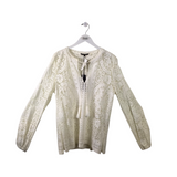KOBI HALPERIN NWT LACE LONG SLEEVE DESIGNER TOP WHITE LARGE