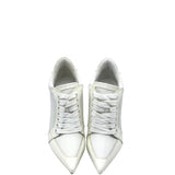 CHRISTIAN LOUBOUTIN POM POM LACE-UP STILETTO PUMPS LUXE SHOES WHITE 39.5