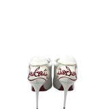 CHRISTIAN LOUBOUTIN POM POM LACE-UP STILETTO PUMPS LUXE SHOES WHITE 39.5