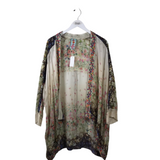 JOHNNY WAS FLORAL 3/4 SLEEVE DESIGNER KIMONO CREAM MULTI SMALL