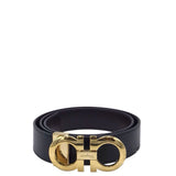 FERRAGAMO GANCINI BUCKLE LUXE BELT BLACK MEDIUM