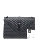 YSL ENVELOPE YSL CROSSBODY LUXE HANDBAG BLACK 12x9x3