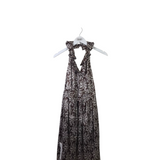 CARMEN MARC VALVO NWT$330 SILK HALTER FLORAL DESIGNER DRESS BROWN WHITE 6
