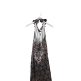 CARMEN MARC VALVO NWT$330 SILK HALTER FLORAL DESIGNER DRESS BROWN WHITE 6