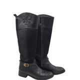 TORY BURCH RIDING BUCKLE DESIGNER BOOTS BLACK 7.5M