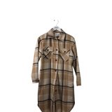 RET$74 SHACKET PLAID JACKET TAN BLACK SMALL