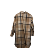 RET$74 SHACKET PLAID JACKET TAN BLACK SMALL
