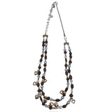 BRIGHTON DOUBLE STRAND BEADED NECKLACE BROWN SILVERTONE