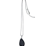 CHICO'S LARGE DANGLE PENDANT NECKLACE SILVERTONE BLACK