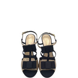KATE SPADE SATIN SANDAL HEEL SHOES BEIGE BLACK 7