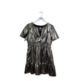 ANTHROPOLOGIE SHORT SLEEVE MINI DRESS SILVER LARGEP