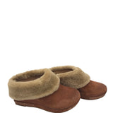 MULE SUEDE SHEARLING TRIM SHOES TAN 37