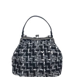 PATRICIA NASH NWT$129 TWEED CROSSBODY HANDBAG BLACK GRAY 10”x7.5”