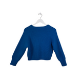 ZARA 3/4 SLEEVE CROP SWEATER BLUE MEDIUM