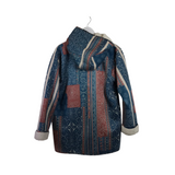 JOHNNY WAS SHERPA HOODIE EMBROIDERED DESIGNER COAT CORAL BLUE MEDIUM