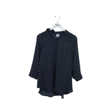 CABI 3/4 SLEEVE BLOUSE BLACK GREEN XS