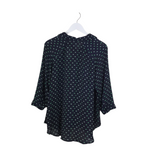 CABI 3/4 SLEEVE BLOUSE BLACK GREEN XS