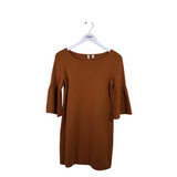 MOTH 3/4 FLARE SLEEVE DRESS RUST XS