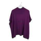 KINROSS RET$300 CASHMERE PULLOVER DESIGNER PONCHO PURPLE GRAY OS