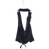 DOLCE & GABBANA HALTER WOOL BLEND LUXE VEST BLACK 40